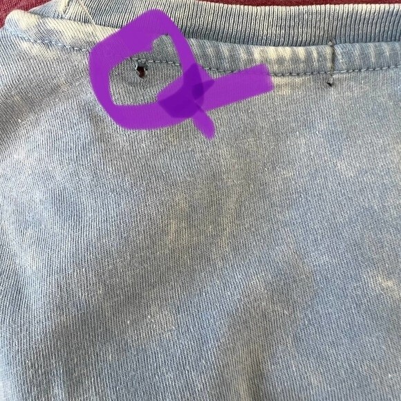 7 for all mankind  light blue tee women  distressed front pocket tee size M boho - Picture 12 of 13